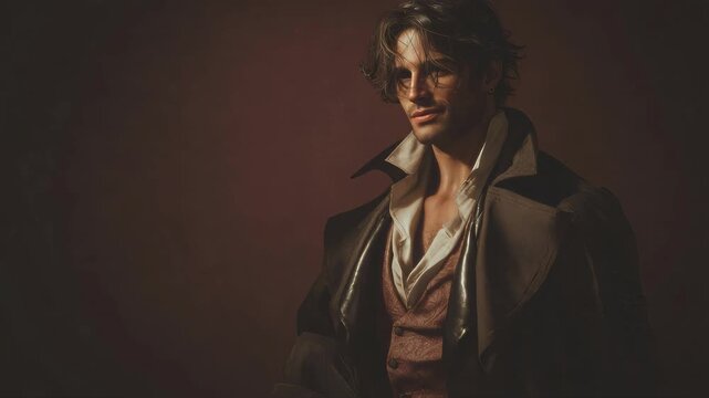 handsome regency-era man, tall and lean muscular build, romantic historical style