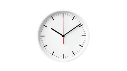 White Wall Clock with Red Second Hand image graphic