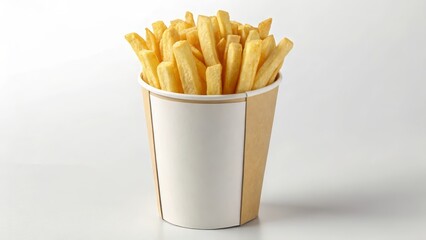 Golden crispy french fries in a takeout cup, ready for dipping and sharing with friends, a classic comfort food indulgence for any occasion