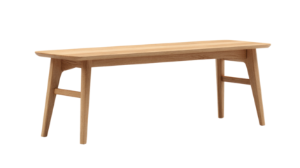 A minimalist light wooden console table or narrow bench with clean lines and natural finish, perfect for modern interiors. background removed