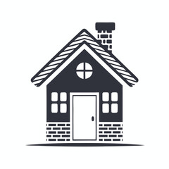 Simple house icon shows a chimney, roof, windows, and brick foundation