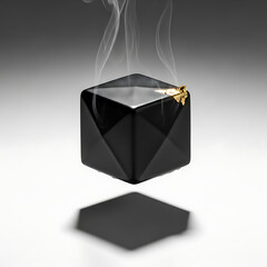 Floating Gourmet Chocolate Cube.  generative ai

Short Description: A matte black gourmet chocolate cube levitating above a soft shadow, minimal and elegant on white background.