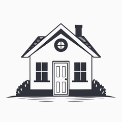 Nine simple house line icons represent real estate and housing needs in minimal style