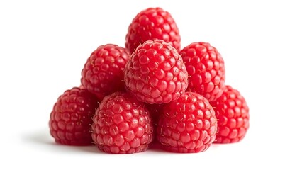 Vibrant raspberries in a tempting pile, ideal for healthy eating campaigns, summer promotions, and fresh food advertisements, showcasing natural goodness