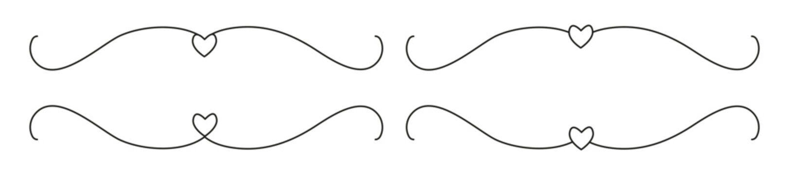 Elegant line dividers with ornamental symbols. Hand drawn border elements for text decoration. Classic vintage frames perfect for wedding invitations and luxury menus. Vector illustration isolated.