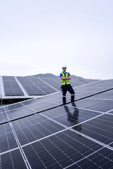 Dedicated engineer driving green energy transition through professional solar maintenance, empowering a sustainable net zero future for global industries.