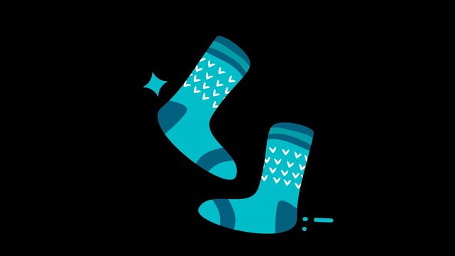 Two blue socks with white triangles animated icon, perfect for fabric designs, fashion presentations, or sock product mockups.