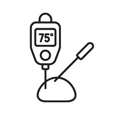 Fine line food safety probe icon symbolizing temperature control in culinary and industrial applications, ideal for HACCP monitoring, quality inspection and kitchen safety tools
