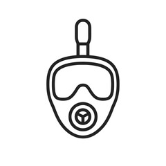 Fine line diving mask icon symbolizing underwater exploration and professional diving gear, ideal for marine activity visuals, water safety tools and adventure equipment