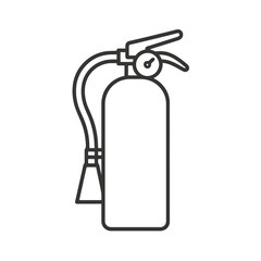 Fine line fire extinguisher icon symbolizing safety equipment and emergency prevention, ideal for hazard control visuals and workplace safety materials