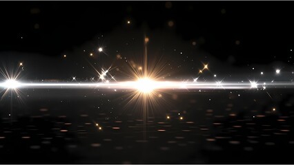 Flash light on black background. glow sparkle effect. Abstract lens flare ignition. Flashing lights 