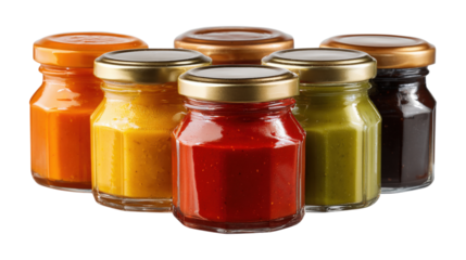 tomato sauce in a glass jar isolated on a transparent background