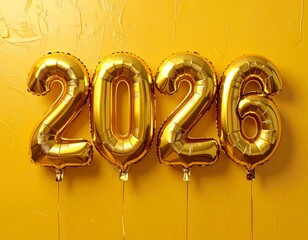 Celebrating 2026 golden balloons for new year’s eve festive atmosphere indoor viewpoint celebration concept