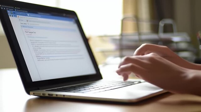 Typing on a Laptop.