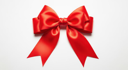 Fototapeta premium Perfect Red Satin Ribbon Bow Isolated on White Background