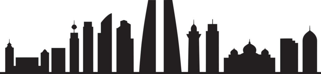 Modern city skyline silhouette collection featuring iconic skyscrapers and architectural landmarks