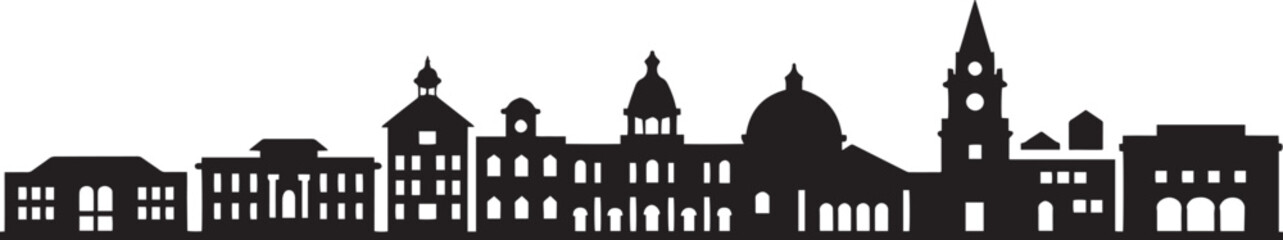 Urban architecture skyline silhouette featuring historical structures prominent domes and spires