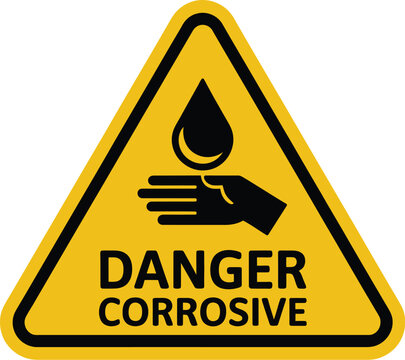Corrosive substance hazard warning sign safety precautions and handling guidelines