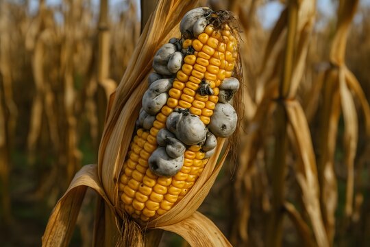 Ustilago maydis infection on a corn cob - Ustilago Swelling