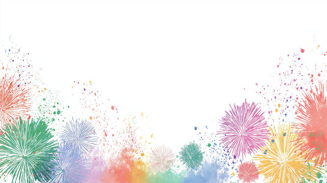 Colorful explosion of artistic brush strokes and watercolors on white space. - Powered by Adobe