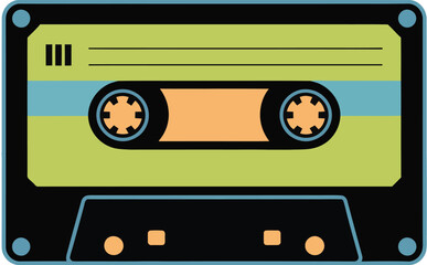 Naklejka premium Retro cassette tape vector illustration vintage audio music design graphic art
