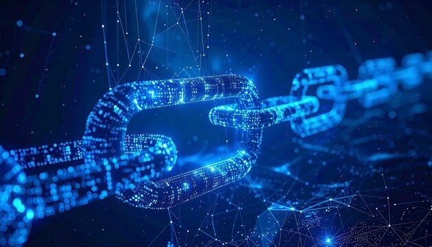Digital blockchain network connection links - Powered by Adobe