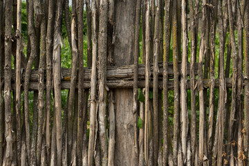 Traditional Ukrainian rural fence made of natural materials