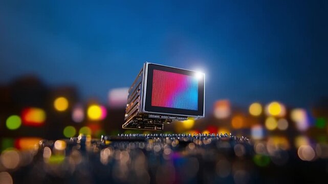 Sensor Core and Technology: Close-up of a high-tech sensor core, capturing light with precision, showcasing the fusion of innovation and digital imaging