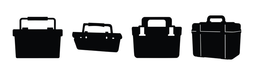 Utility storage containers, black silhouette vector icons
