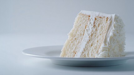 Minimal food styling single big white cake, faint shadow, pure white backdrop