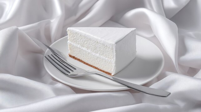 Modern dessert styling big white cake and minimal silver cutlery