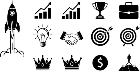 Naklejka premium Vector art of business and success icons set 