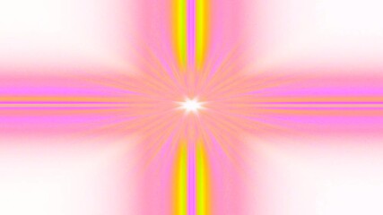 Dazzling, abstract background video featuring a bright, central starburst with vibrant, morphing light rays in pink, green, and orange, creating a dynamic kaleidoscopic effect. - Powered by Adobe