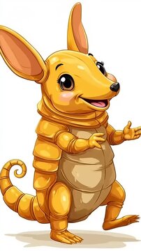 Adorable Cartoon Armadillo Character Illustration for Childrens Content.