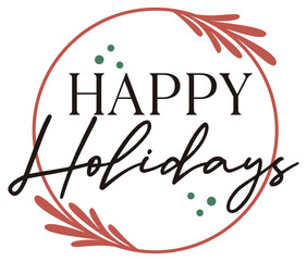 Happy Holidays | Merry Christmas | Festive Botanical Art | Vector Xmas Design