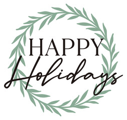 Happy Holidays | Merry Christmas | Festive Botanical Art | Vector Xmas Design