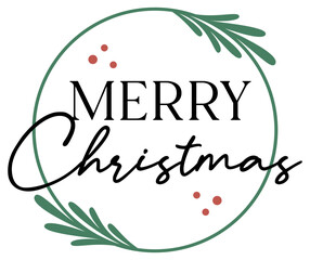 Merry Christmas | Happy Holidays | Festive Botanical Art | Vector Xmas Design