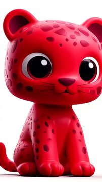 Adorable Red Leopard Toy - A Playful and Vibrant Creation.