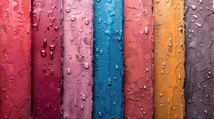 3D rendering of coral pink background with vertical lines. Minimalist geometric design