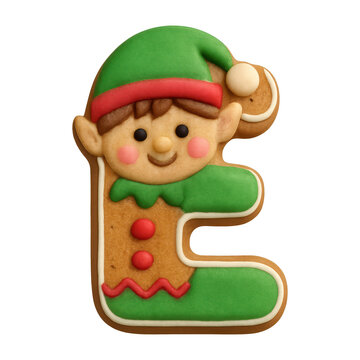 PNG Festive elf cookie letter E