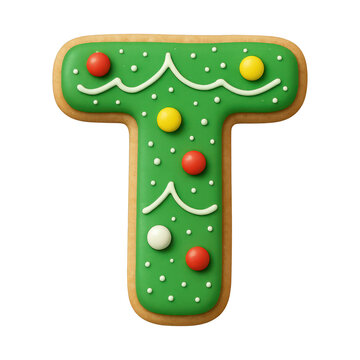 PNG Festive cookie letter T