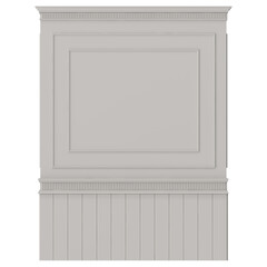 Elegant wall paneling with decorative molding and vertical boards