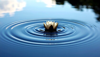 Tranquil circular waves on water conveying peaceful and neutral atmosphere
