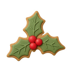 Fototapeta premium PNG Festive holly cookie illustration