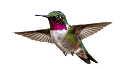 Hummingbird in Flight A Close-Up View of a Beautiful Bird with Detailed Plumage