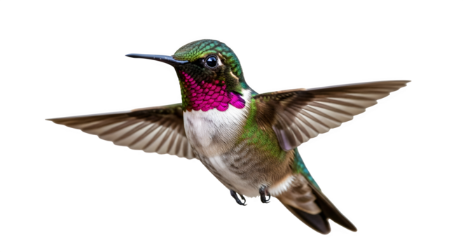 Hummingbird in Flight A Close-Up View of a Beautiful Bird with Detailed Plumage