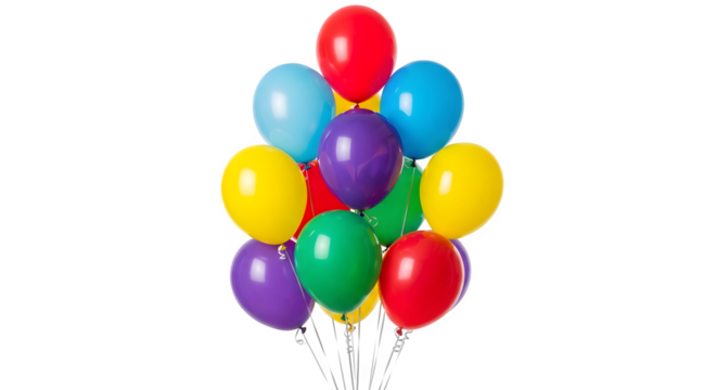 A vibrant assortment of colorful helium balloons, perfect for any joyous celebration, party, or festive event, bringing happiness and cheer to any occasion