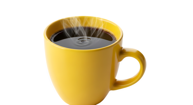Invigorate Your Senses Aromatic Coffee in a Vibrant Yellow Mug against a Clean White Background