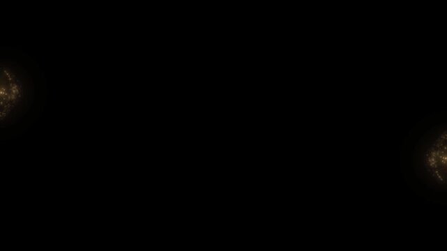 Glowing gold Christmas animation with particles lights stars and snowflakes on black background