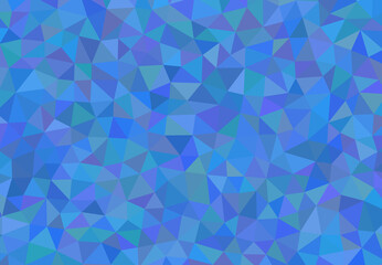 Fototapeta premium Seamless geometric pattern of blue and teal triangles, low poly abstract background texture, modern design